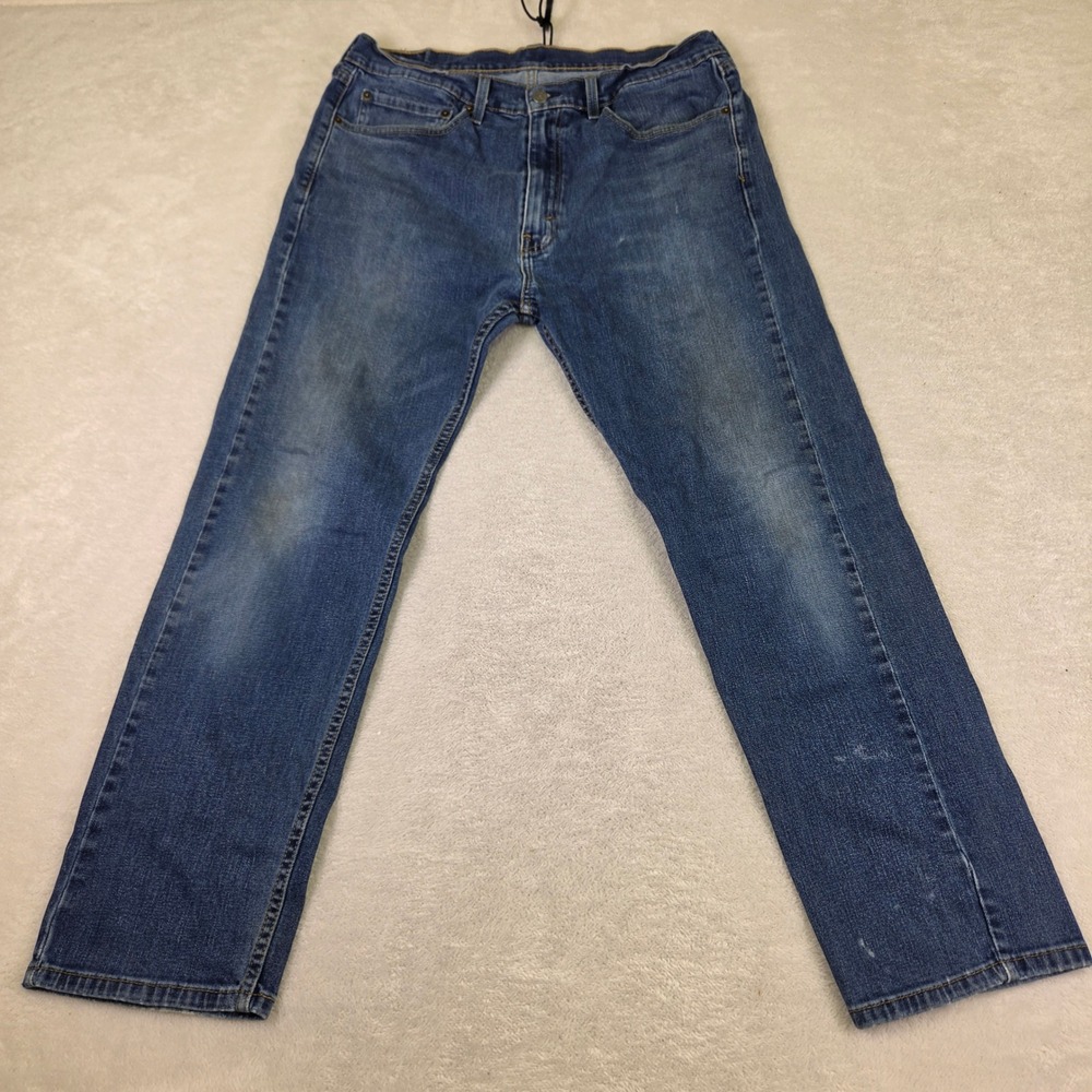 Levis 505 Regular Fit Jeans Mens 35x30 Medium Wash Straight Leg Denim Blue